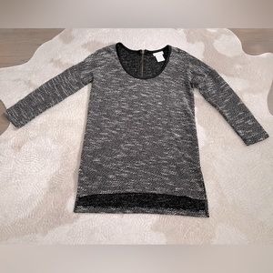 Soft surroundings black and white tweed long line 3/4 sleeve pullover tunic